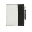 KLEIO Vegan PU Color Blocked Bifold Wallet with Multi Card Slots with Zip (HO5019KL-WHBL) (White Black)...