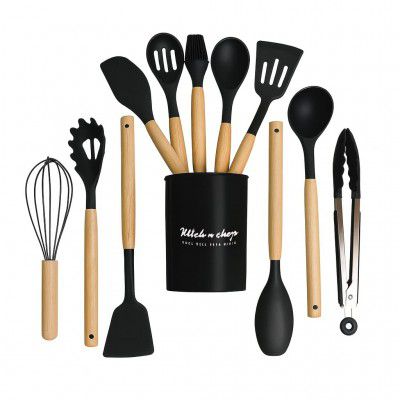 Klick n shop Silicone Kitchen Spatula and Utensils Spoon Set Cooking + Baking Set- 12 Pcs 