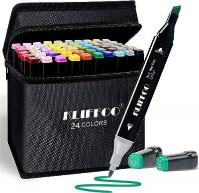 KLIFFOO Dual Tip Colorful Art Markers Sketch Pens 24 Colors, Multicolor