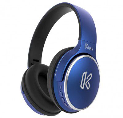 Klikk Rock On 101 Bluetooth Wireless Over Ear Headphones With Mic 30 Hours Playback Aux & Voice Assistant Support (Blue)