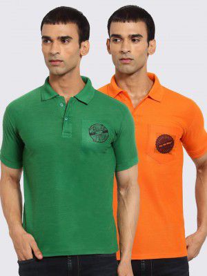 KLOTTHE Men Pack Of 2 Polo Collar T-shirts