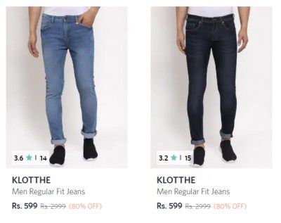 KLOTTHE Men Regular Fit Jeans up to 80% off