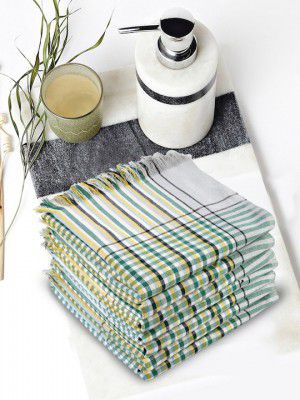 KLOTTHE Unisex White&Green 233 GSM Bath Towels