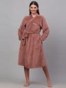 KLOTTHE Women Solid Woolen Bath Robe With Belt...