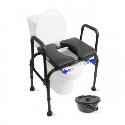 KMINA - Commode Chair for Seniors, Adjustable Seat (396.8lb)