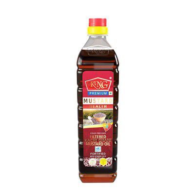 KNG Mustard Health Kachi Ghani Cooking Oil (Cold Pressed) Pet Bottle, 1000 ml