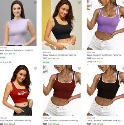 Flipkart : Up to 83% OFF - Knite Wolf Womens Tops