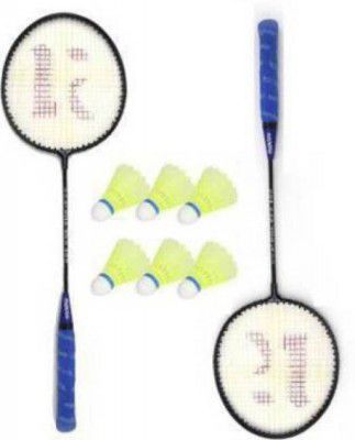 KNK Single Shaft Badminton 2 Piece Badminton With 6 Nylon Shuttle