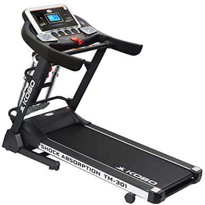 Kobo Fitness 3 H.P (TM-301) Motorized Manual Incline Treadmill with Massager Multi Function and Free Installation Assistance, Home Use, 5 LCD Display (2021 Model)