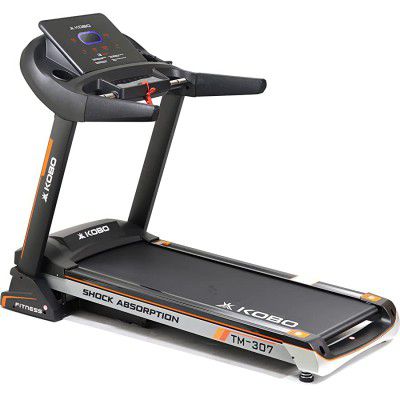 Kobo Fitness A.C Motor 3 H.P (TM-307) Motorized Auto Incline Treadmill Home Use Jogger (2021 Model) Black