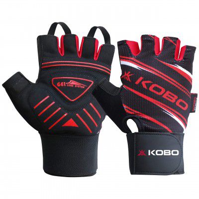 Kobo WTG-37 Gym Gloves for Weight Lifting Exercise & Fitness with Anti Slip Grip and Wrist Support