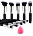 KOCCIDO Makeup Brush Set of 10 pcs with Sponge Puff (Black)...
