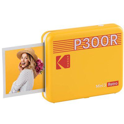Kodak Mini 3 Retro Portable Photo Printer - Yellow, Compatible with iOS, Android & Bluetooth Devices, Real Photo (3”x3”), 4Pass Technology & Laminating Process, Print Photos