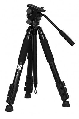 Kodak T450 Pro 180mm Three Section Support Flip Locks Tripod (Black)