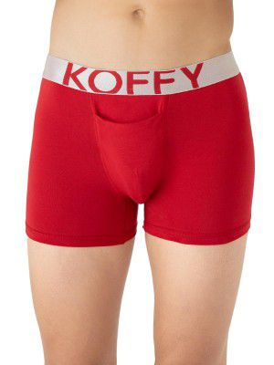KOFFY Men’s Malleable Cotton Lycra Long Trunk with Minus Cutting Pouch 