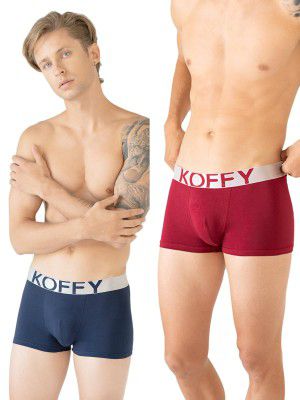 KOFFY Men’s Malleable Cotton Lycra Mini Trunk with Minus Cutting Pouch and Moisture Wicking Properties