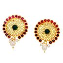Kollam Supreme Big Brass Floral Round Antique Matte Kemp Ear Studs For Women...