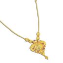 Kollam Supreme Temple Jewelry Golden Brass Snake Chain With Ruby AD Floral Pendant For Women...