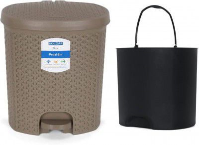 KOLORR 6 L Magnum Lightweight Pedal Pack of 1 Brown Wastebin with Inne