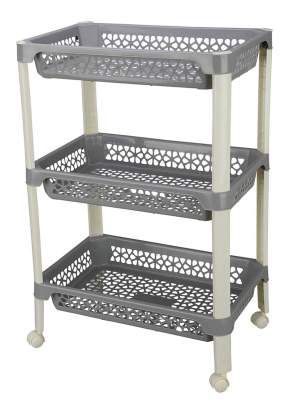 Kolorr Florina 3 Rack Large Size Trolley Kitchen Storage Cart with Fruit Vegetable Storage Baskets and Wheels Heavy Duty Plastic