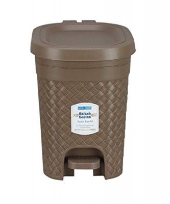 KOLORR Stitch Pedal Waste Bin Modern Design Trash Can Plastic Dustbin for Home, Kitchen, Bathroom, Office - 7L (LT Brown)