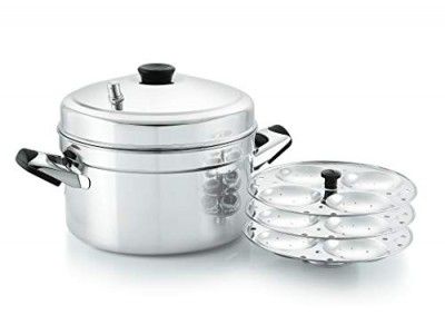 Komal Small Idly Cooker with 4 x 3 Idly Stand,Silver