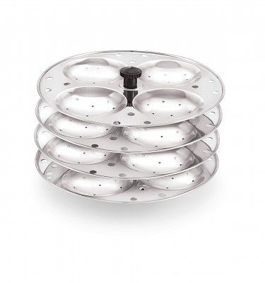 Komal Stainless Steel Idly Stand Suitable for Outer Lid Cooker,4x4 Plates,Silver