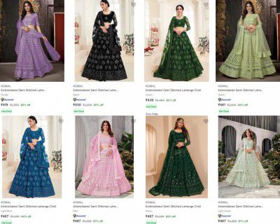 Flipkart : Upto 89% OFF - Komal Womens Lehenga Cholis