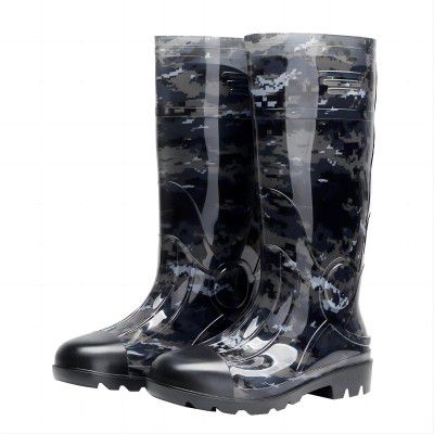 Kontai Man Knee High Rubber Rainboots Camo Waterproof Rubber Boots for Garden Man Rain Footwear Size