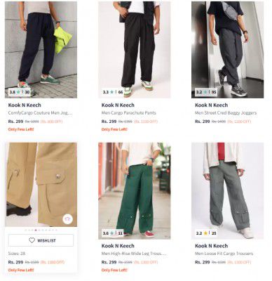 Kook N Keech Cargo Trousers Start At Rs 349 | For Men