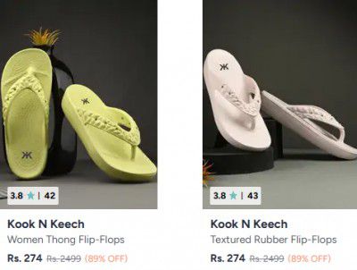 Myntra : Upto 89% OFF - Kook N Keech Flip Flops | For Womens