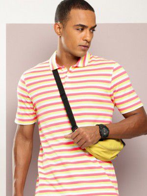 Kook N Keech Men Striped Polo Collar Pure Cotton T-shirt