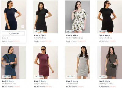 Myntra : Upto 86% Off On Kook N Keech Mini Dress Starts @ ₹389| FOR WOMEN'S