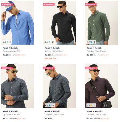 Kook N Keech Shirts Starts ₹359 | Upto 82% Off