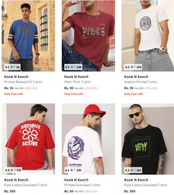 Myntra : Upto 90% OFF - Kook N Keech Men's T-Shirts