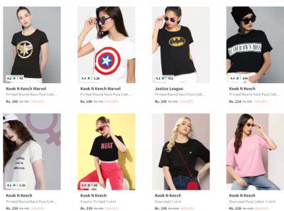 Myntra: UP TO 89% OFF | Kook N Keech T-shirts For Womens