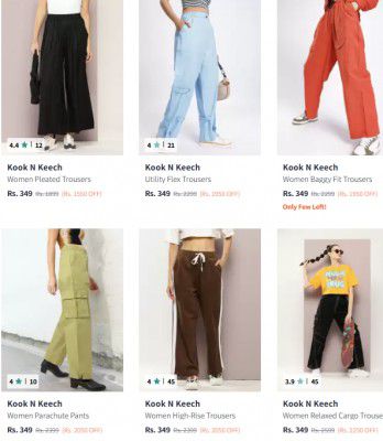Kook N Keech Cargo Trousers Start At Rs 349 | For Women