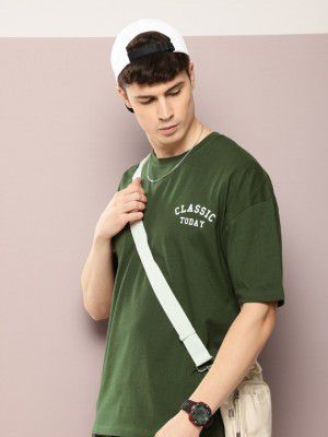 Kook N Keech Men Typography Printed Drop-Shoulder Sleeves Oversized T-shirt