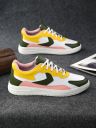 Kook N Keech Men White & Yellow Colourblocked Comfort Insole Contrast Sole Sneakers...
