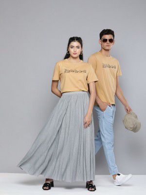 Kook N KeechUnisex Beige Typography Printed Pure Cotton Vaccination Drive T-shirt