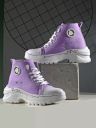 Kook N Keech Women Purple & White Mid-Top Lightweight Sneakers...