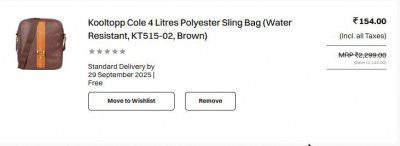 Kooltopp Cole 4 Litres Polyester Sling Bag (Water Resistant, KT515-02, Brown)
