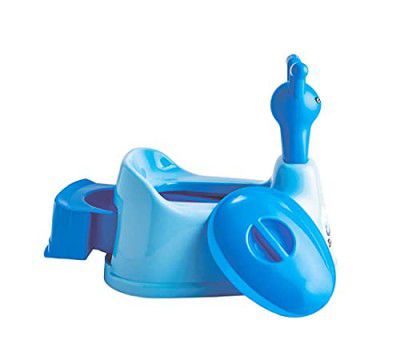 KORBOX Toilet Trainer Baby Potty Seat Cartoon Face with Removable Tray & Closing Lid baby potty seat for 0 to 5 years (BLUE)
