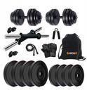 Kore 20 KG PVC-DM 4 (3kg X 4 Plates + 2kg X 4 Plates) Home Gym and Fitness Kit with Backpack and Gym Accessories...