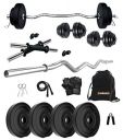 Kore PVC 10KG Combo 3 Home Gym Set with One 3 Ft Curl and One Pair Dumbbell Rods with Gym Bag and Gym Accessories, Multicolor...