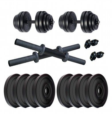 Kore PVC 20-100 Kg Home Gym Set with One 5 Ft Plain + One 3 Ft Curl and One Pair Dumbbell Rods