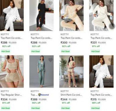 Flipkart : Upto 91% OFF - Kotty Co Ords | Starts ₹327