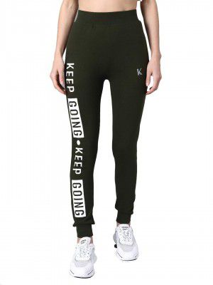 KOTTY Grey Printed Cotton Lycra Blend Women Trackpant
