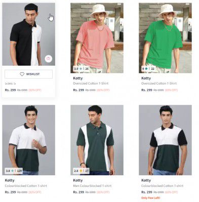 Kotty Men's Tshirts Upto 85% Off Starts At 299