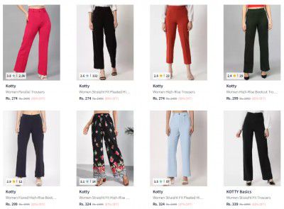 Kotty Trousers Upto 90% off starting From Rs.249